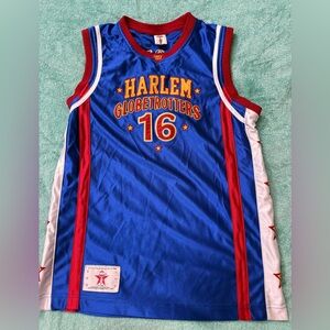 Mens Large Blue & Red Harlem Globetrotters #16 Scooter Basketball Jersey